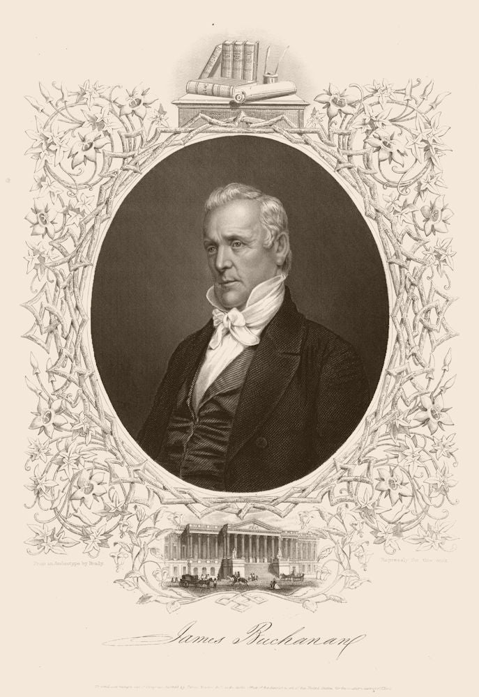 AMERICAN CIVIL WAR. Portrait of President Buchanan. Politics 1864 old print